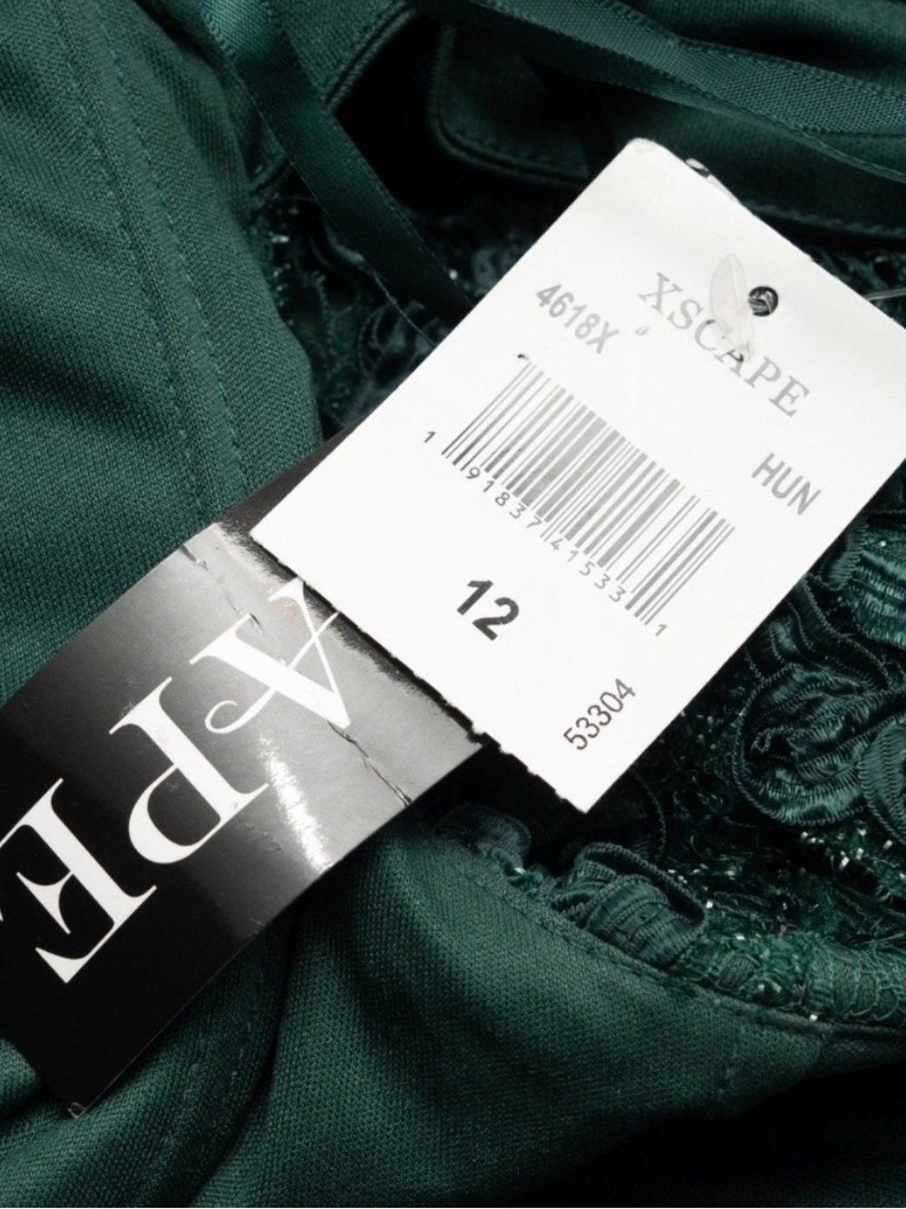 Xscape Off-Shoulder Teal Lace Evening Gown - Picture 11 of 14